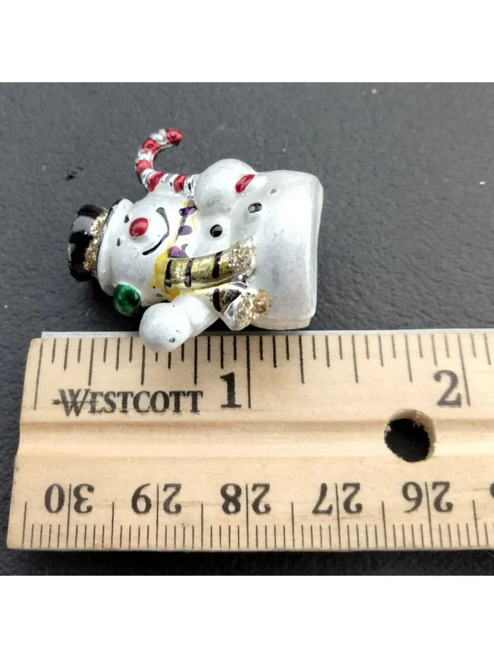 Snowman Pinback Pin Brooch Figurine Miniature Vintage Christmas Holiday Jewelry